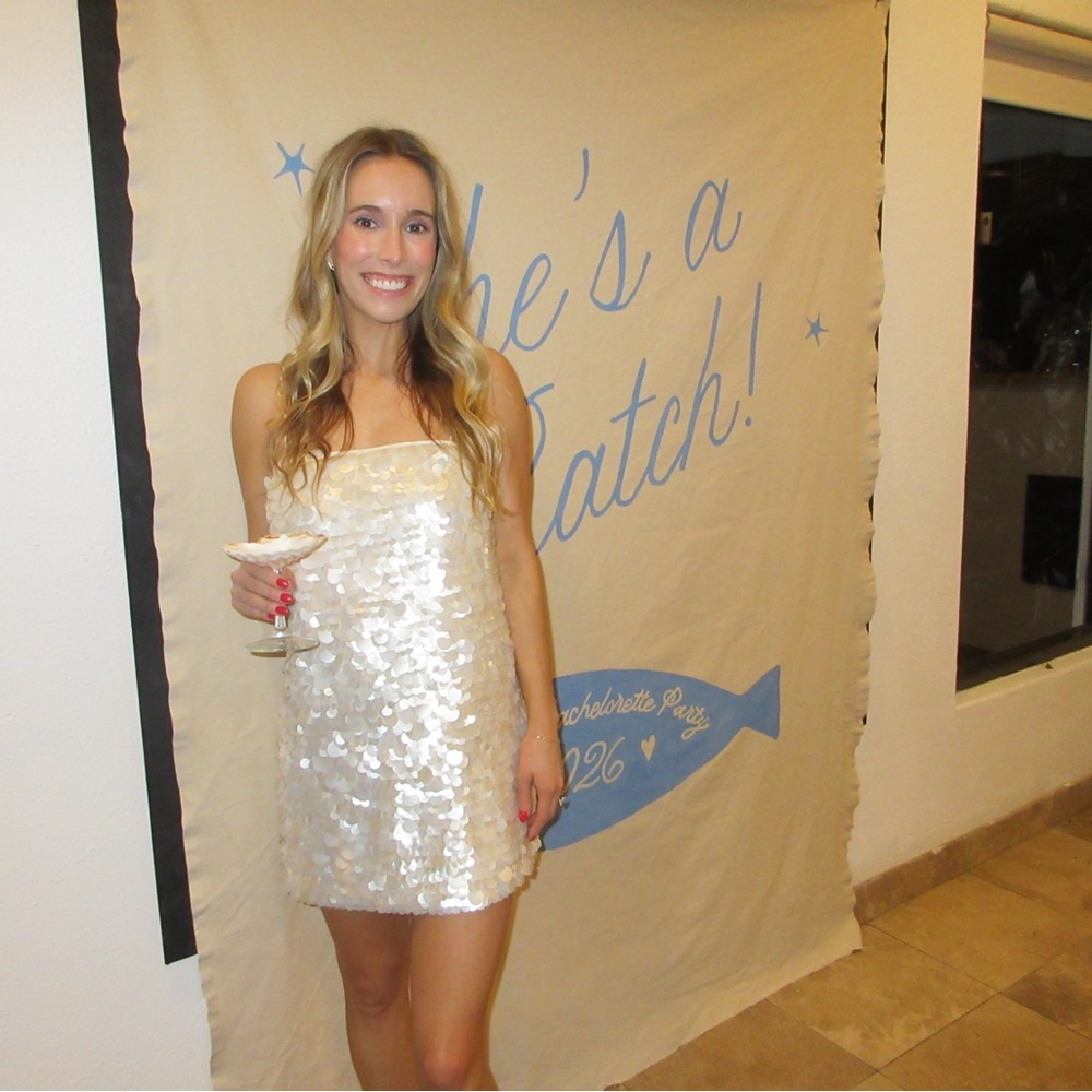 Retrofete Cream Sequin Mini Dress - Picture 8 of 8